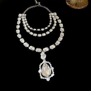 Rhinestone Pendant Multi-Strand Necklace Luxurious Stylish Brand New